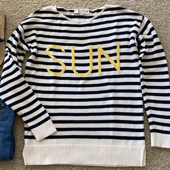 LOFT Striped ‘SUN’ Sweater - Picture 2 of 6